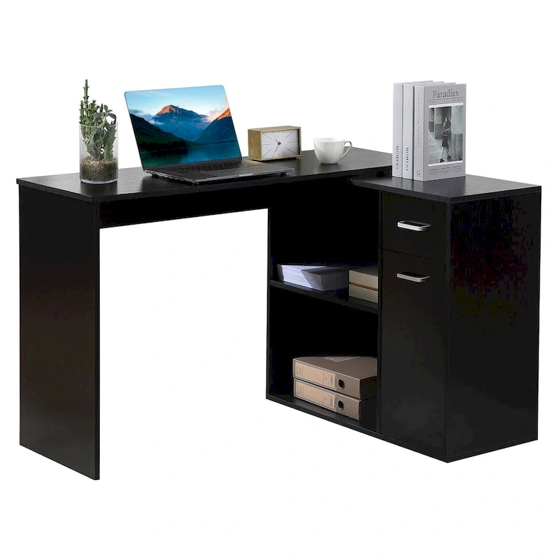 Bureau d'angle pivotant avec rangement intégré