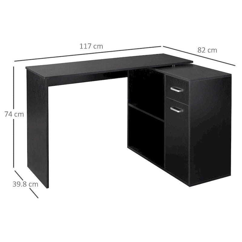 Bureau d'angle pivotant avec rangement intégré