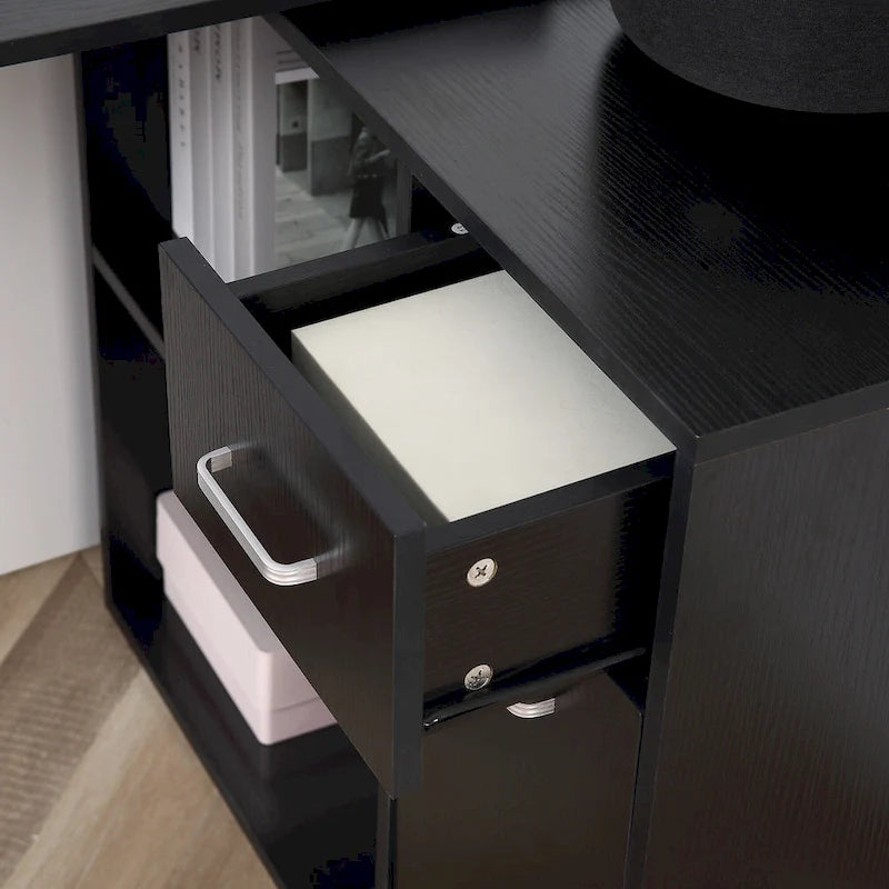 Bureau d'angle pivotant avec rangement intégré
