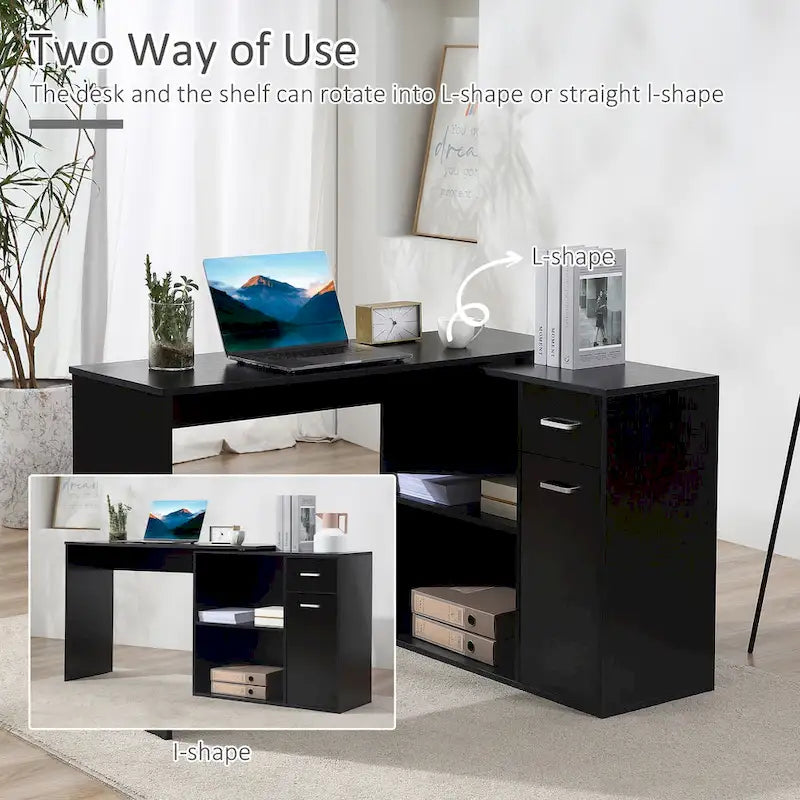 Bureau d'angle pivotant avec rangement intégré