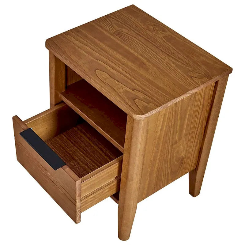 Table de chevet en bois à 1 tiroir, marron miel - 19.40