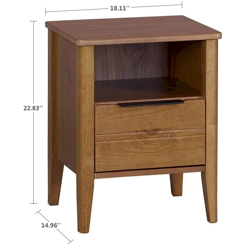 Table de chevet en bois à 1 tiroir, marron miel - 19.40