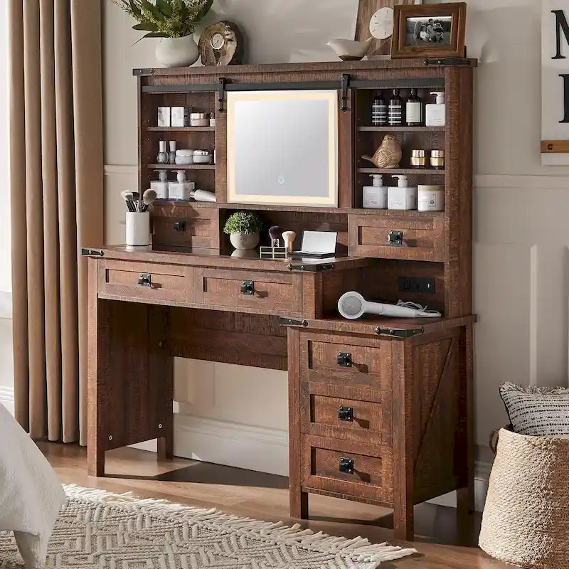 Coiffeuse avec miroir et lumières