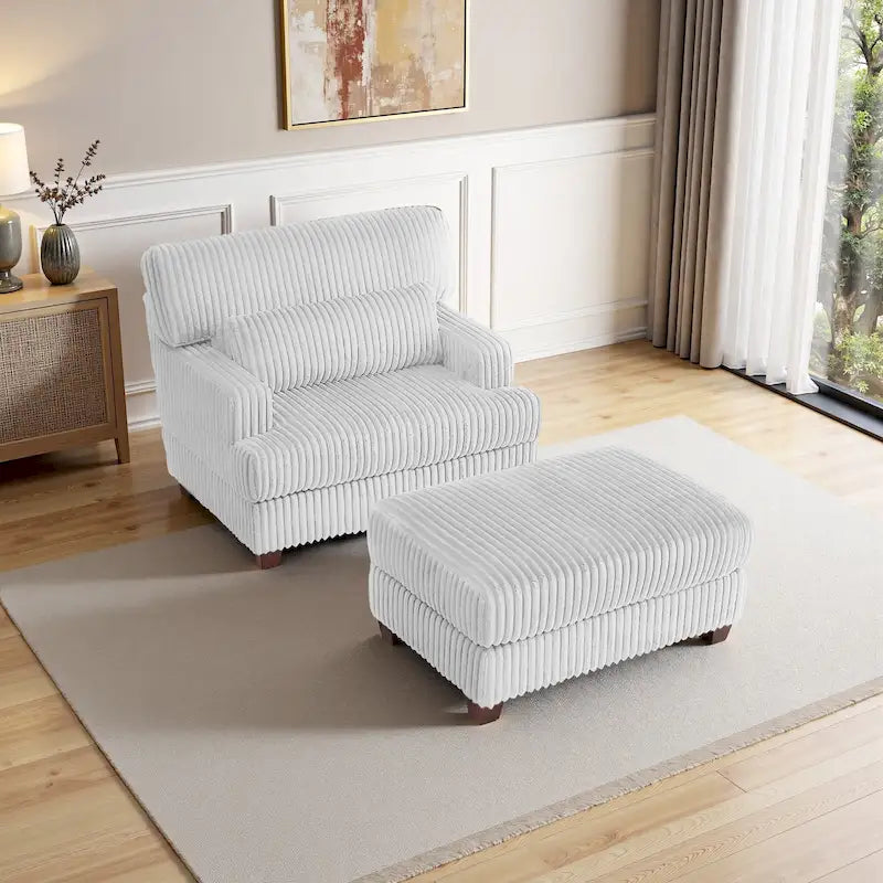 Chaise longue en peluche surdimensionnée avec pouf