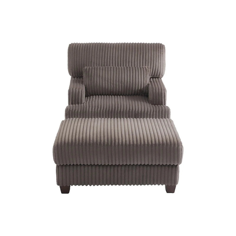 Chaise longue en peluche surdimensionnée avec pouf