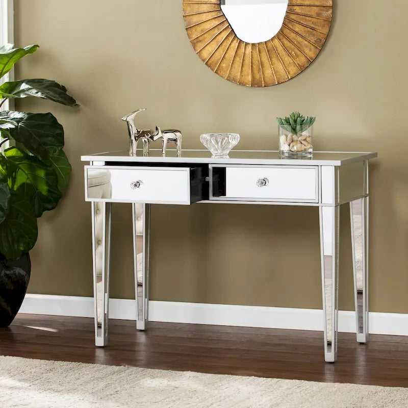 Table d'appoint miroir avec tiroirs