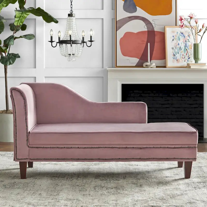 Sofa-méridienne en velours avec rangement sous l'assise
