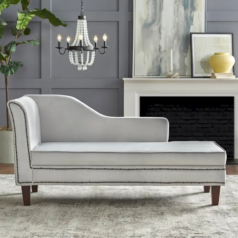 Sofa-méridienne en velours avec rangement sous l'assise