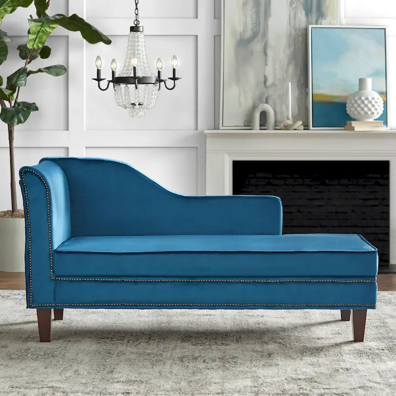 Sofa-méridienne en velours avec rangement sous l'assise