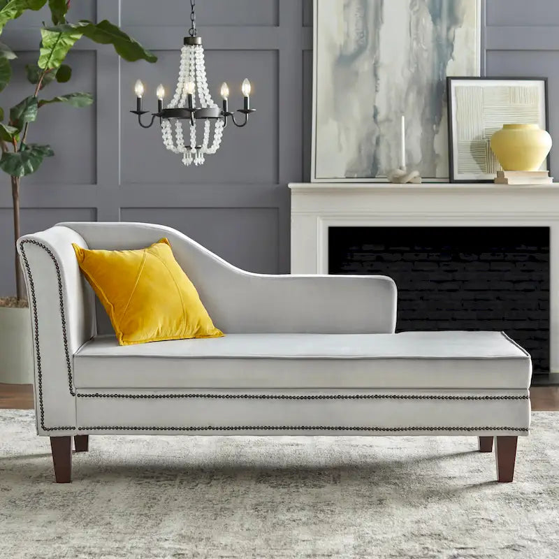 Sofa-méridienne en velours avec rangement sous l'assise