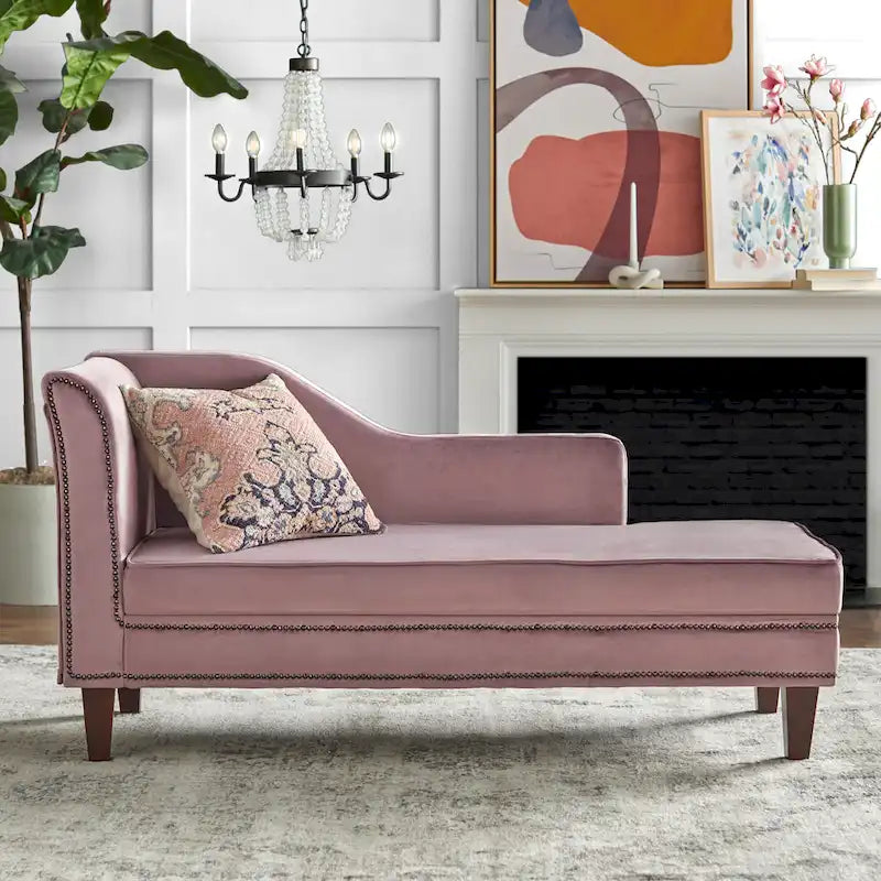 Sofa-méridienne en velours avec rangement sous l'assise