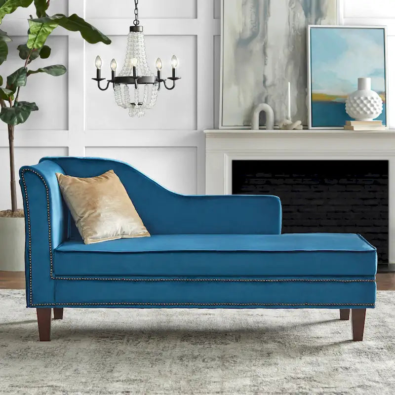 Sofa-méridienne en velours avec rangement sous l'assise