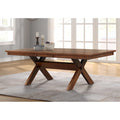 Roundhill Furniture Karven Wood Trestle Extendable Dining Table with Leaf, Dark Hazelnut