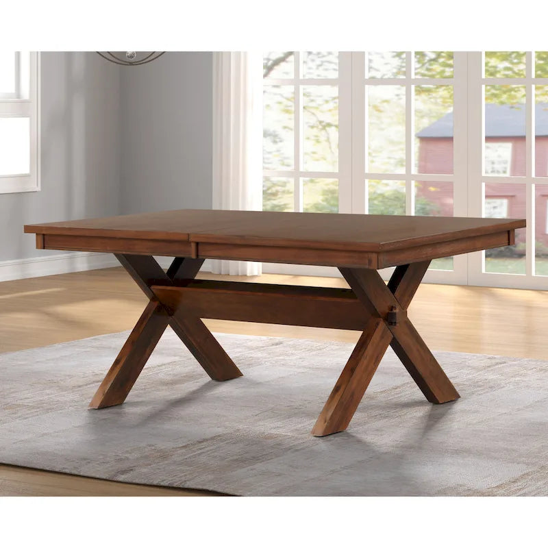 Table de salle à manger extensible en bois avec rallonge, Noyer foncé