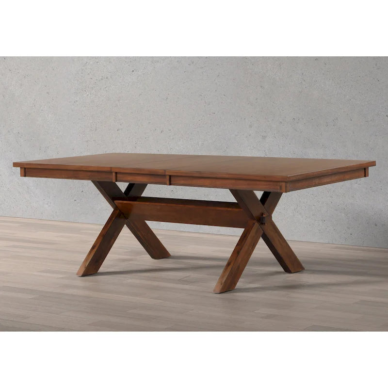 Table de salle à manger extensible en bois avec rallonge, Noyer foncé