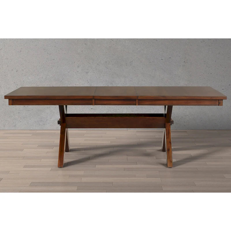Table de salle à manger extensible en bois avec rallonge, Noyer foncé
