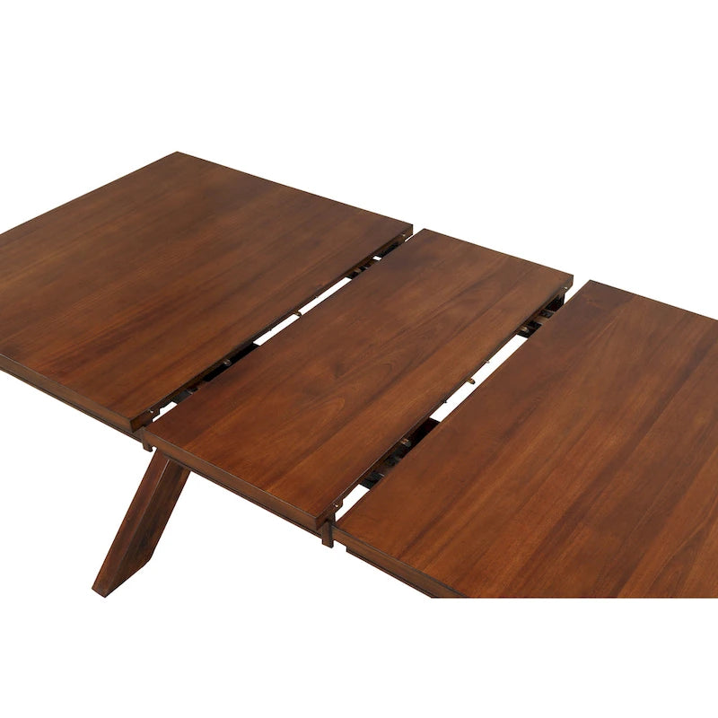 Table de salle à manger extensible en bois avec rallonge, Noyer foncé
