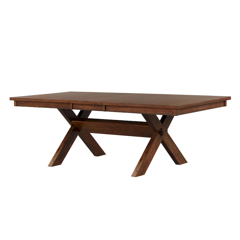 Table de salle à manger extensible en bois avec rallonge, Noyer foncé