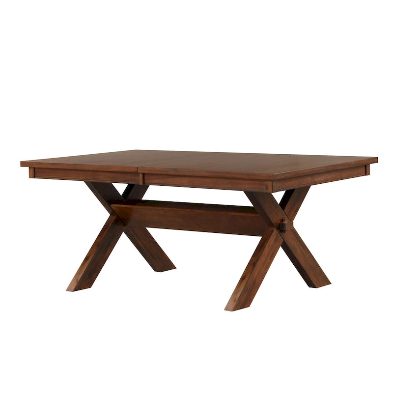 Table de salle à manger extensible en bois avec rallonge, Noyer foncé