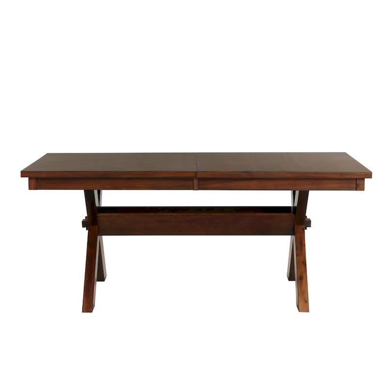 Table de salle à manger extensible en bois avec rallonge, Noyer foncé