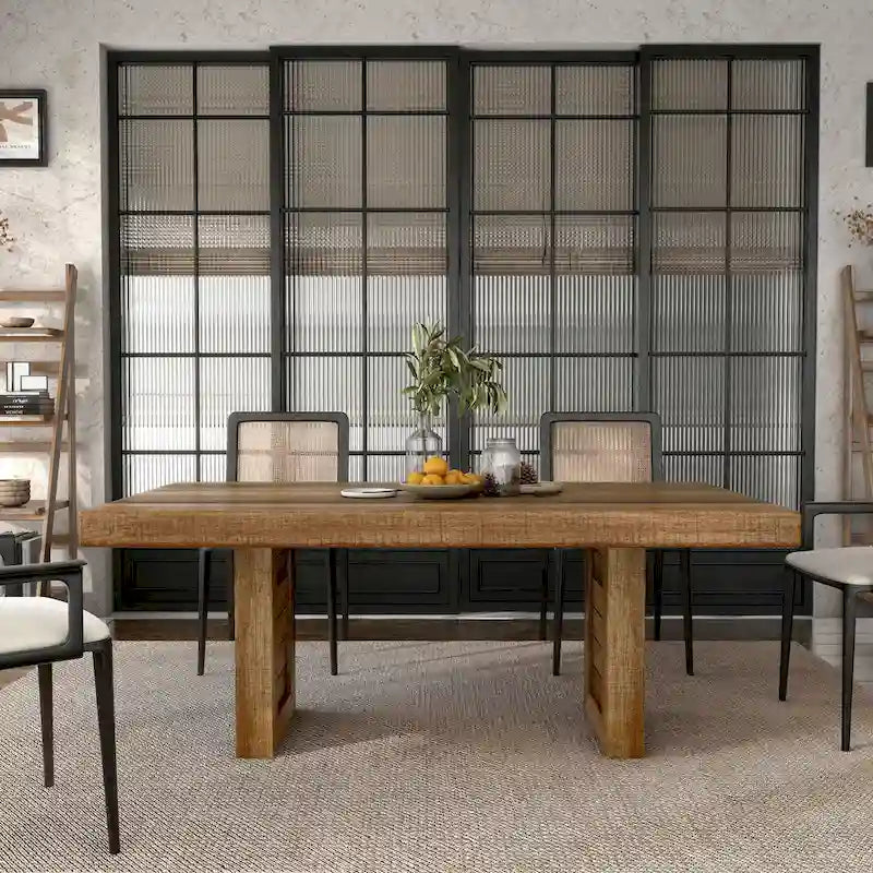 Table à manger rustique en bois massif de 173 cm