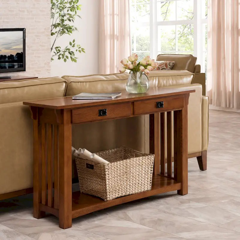 Console d'entrée avec 2 tiroirs et étagère inférieure