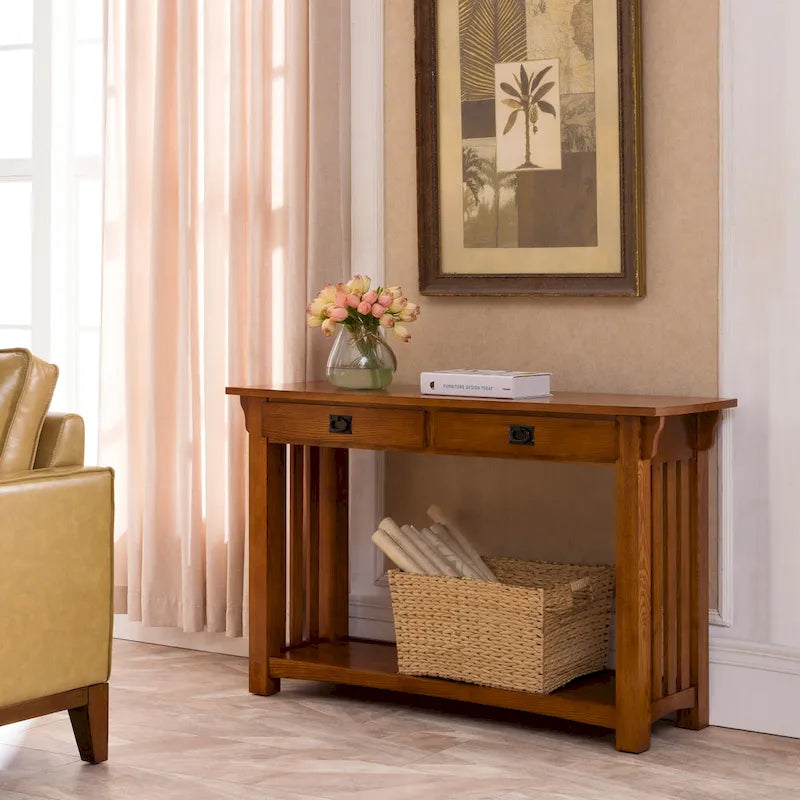 Console d'entrée avec 2 tiroirs et étagère inférieure