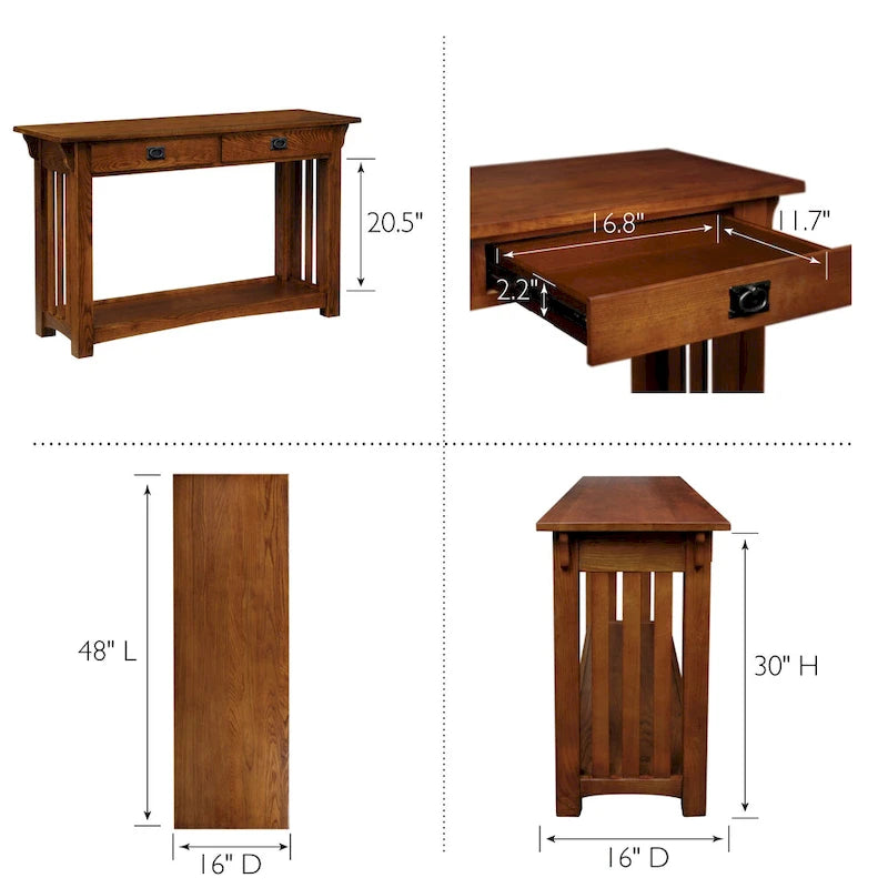 Console d'entrée avec 2 tiroirs et étagère inférieure
