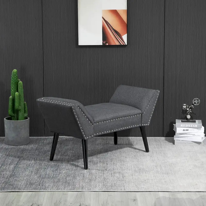Banc moderne capitonné / Repose-pieds d'appoint en tissu pour chambre ou salon