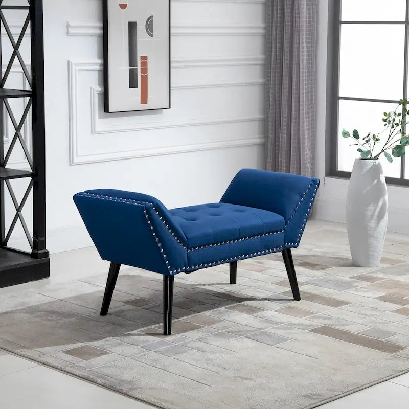 Banc moderne capitonné / Repose-pieds d'appoint en tissu pour chambre ou salon