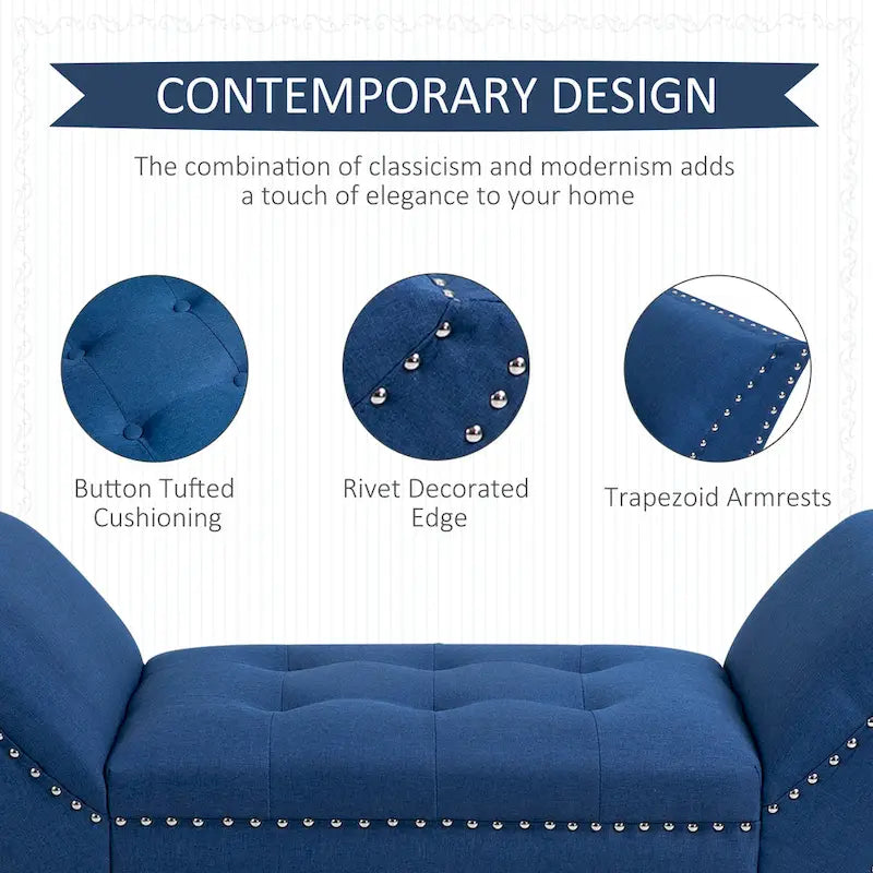 Banc moderne capitonné / Repose-pieds d'appoint en tissu pour chambre ou salon