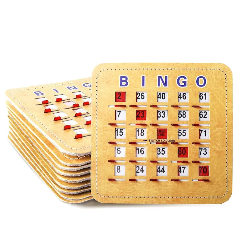 Cartes de bingo à volets avec curseur de réinitialisation rapide – Réutilisables, réinitialisation par curseur manuel