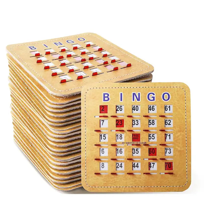 Cartes de bingo à volets avec curseur de réinitialisation rapide – Réutilisables, réinitialisation par curseur manuel