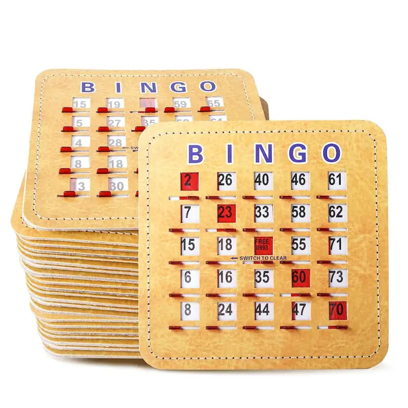 Cartes de bingo à volets avec curseur de réinitialisation rapide – Réutilisables, réinitialisation par curseur manuel
