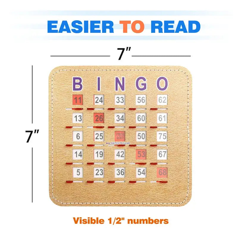 Cartes de bingo à volets avec curseur de réinitialisation rapide – Réutilisables, réinitialisation par curseur manuel