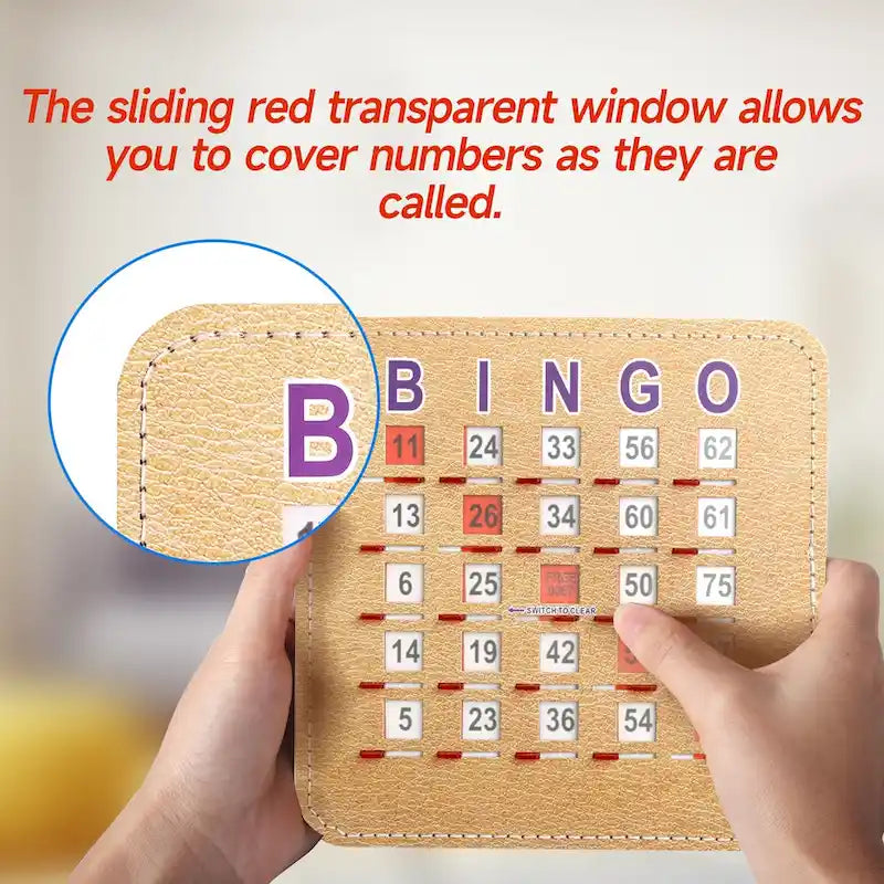 Cartes de bingo à volets avec curseur de réinitialisation rapide – Réutilisables, réinitialisation par curseur manuel