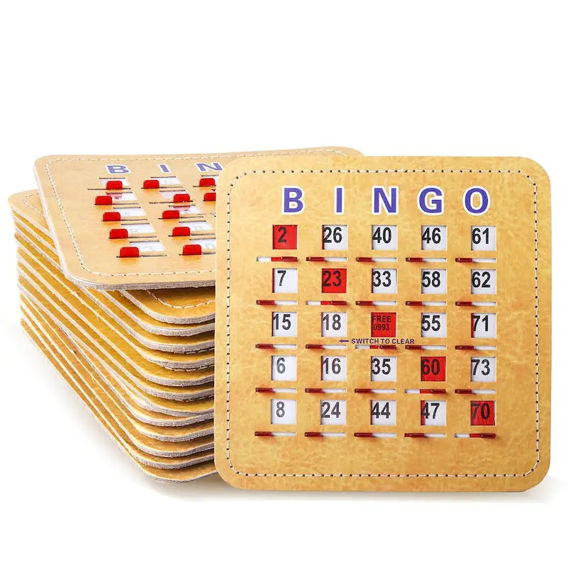 Cartes de bingo à volets avec curseur de réinitialisation rapide – Réutilisables, réinitialisation par curseur manuel