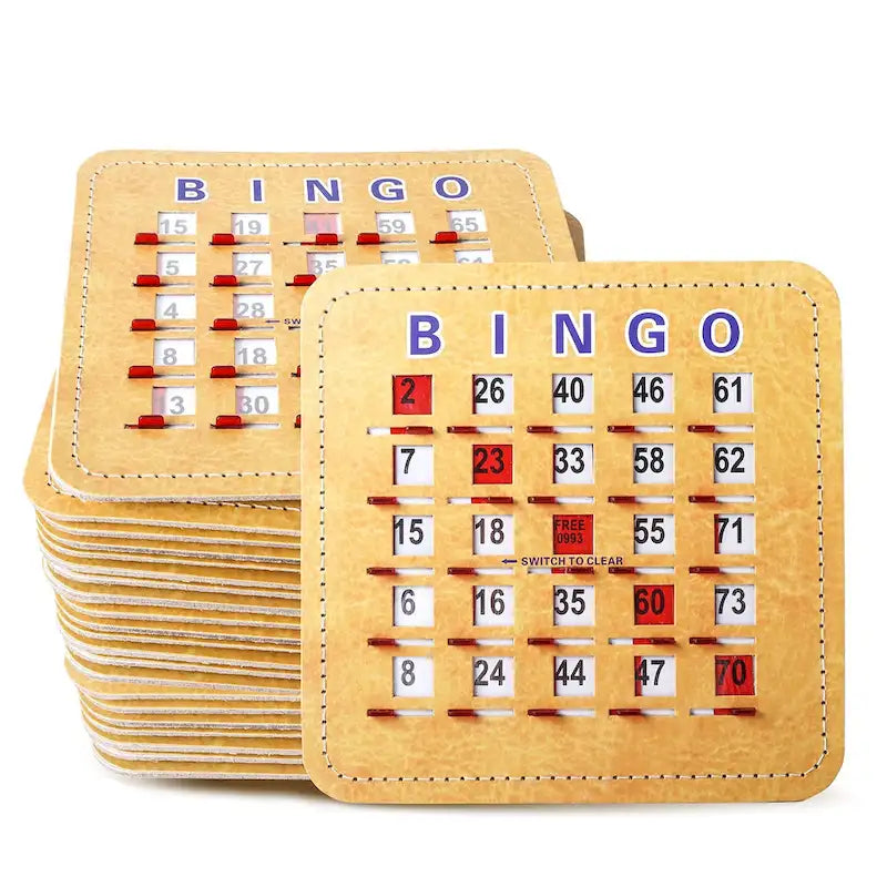 Cartes de bingo à volets avec curseur de réinitialisation rapide – Réutilisables, réinitialisation par curseur manuel