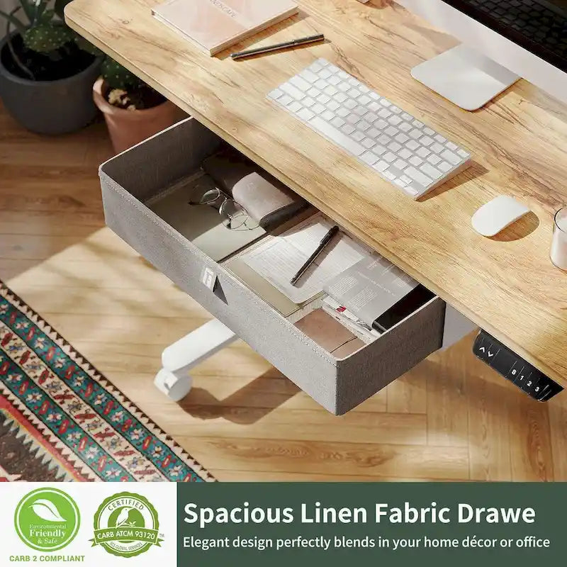 Bureau debout avec tiroir, bureau électrique réglable en hauteur, bureau assis-debout pour la maison, poste de travail ergonomique
