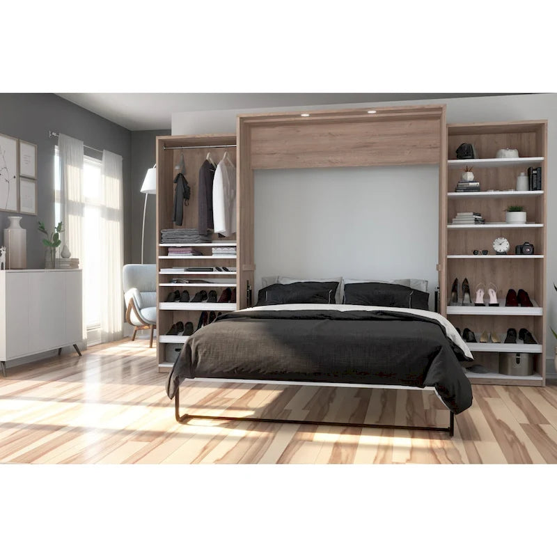 Lit escamotable Queen avec 2 rangements penderie (125W)