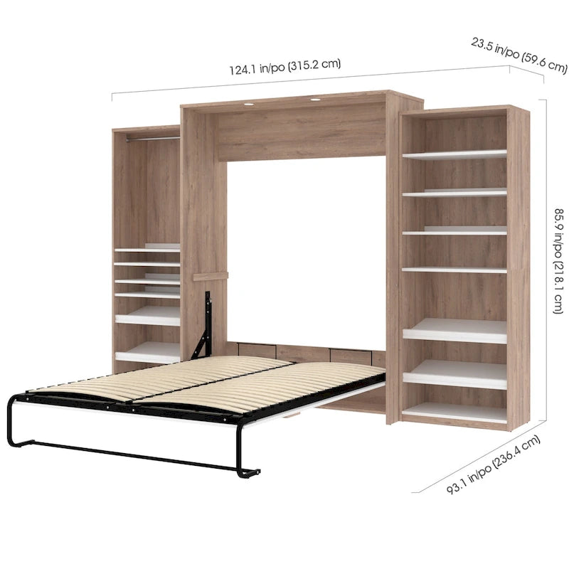 Lit escamotable Queen avec 2 rangements penderie (125W)