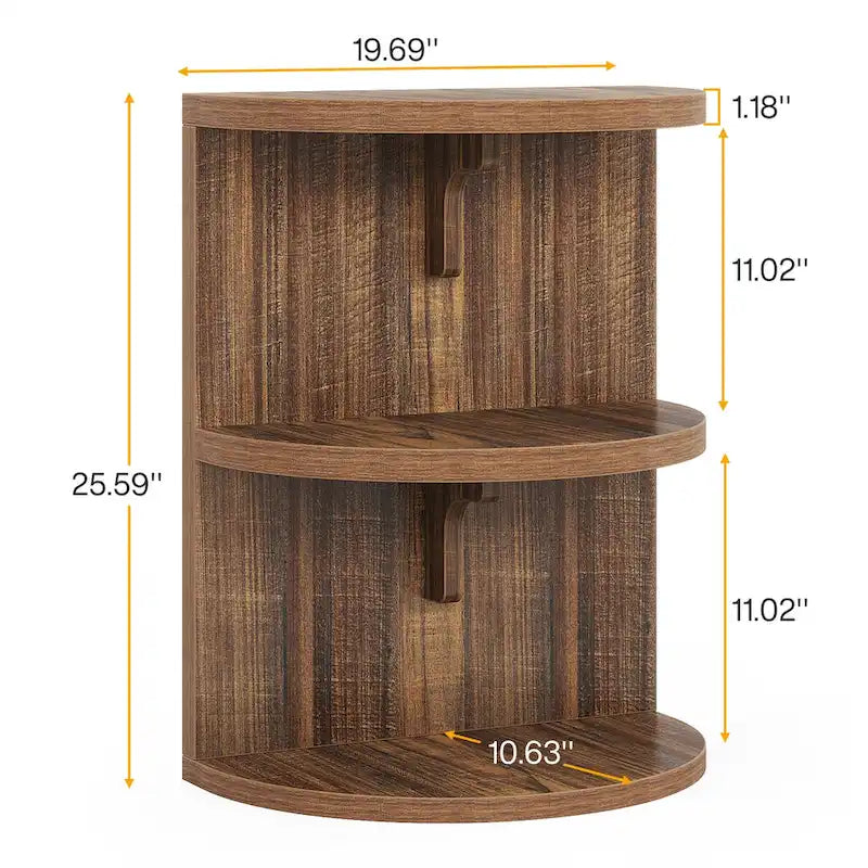 Table d'appoint demi-ronde à 3 niveaux, Table d'appoint semi-circulaire