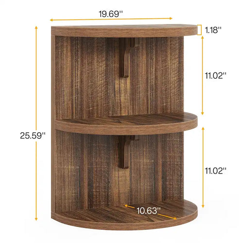 Table d'appoint demi-ronde à 3 niveaux, Table d'appoint semi-circulaire