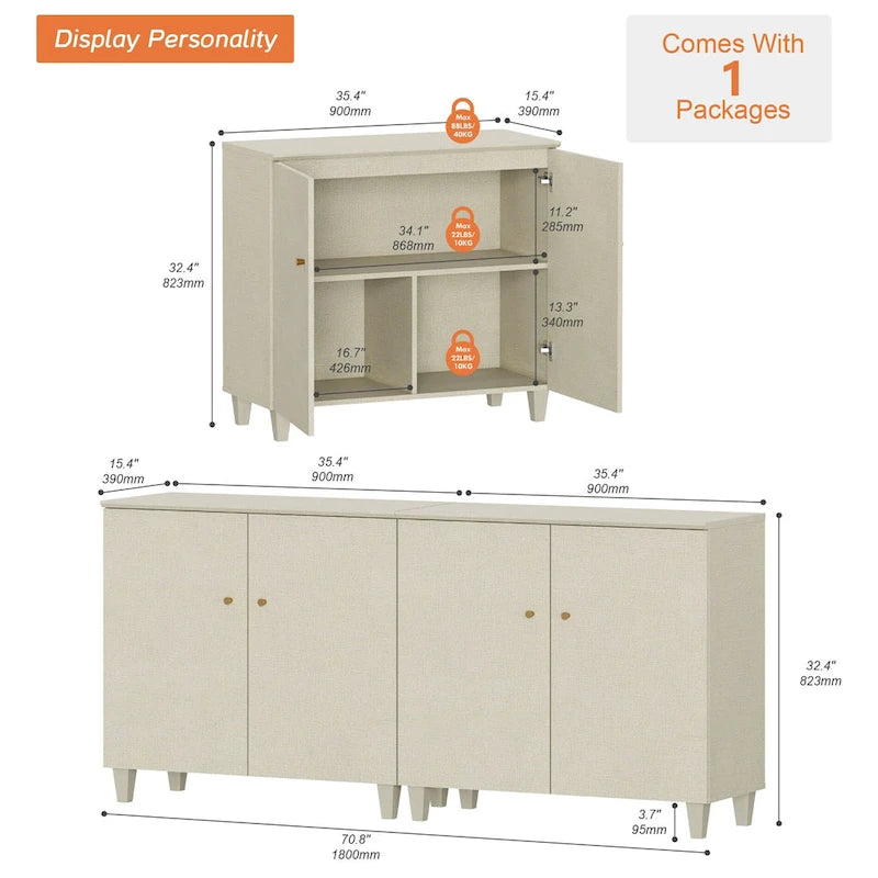 Meuble TV moderne, Grand meuble de rangement avec portes
