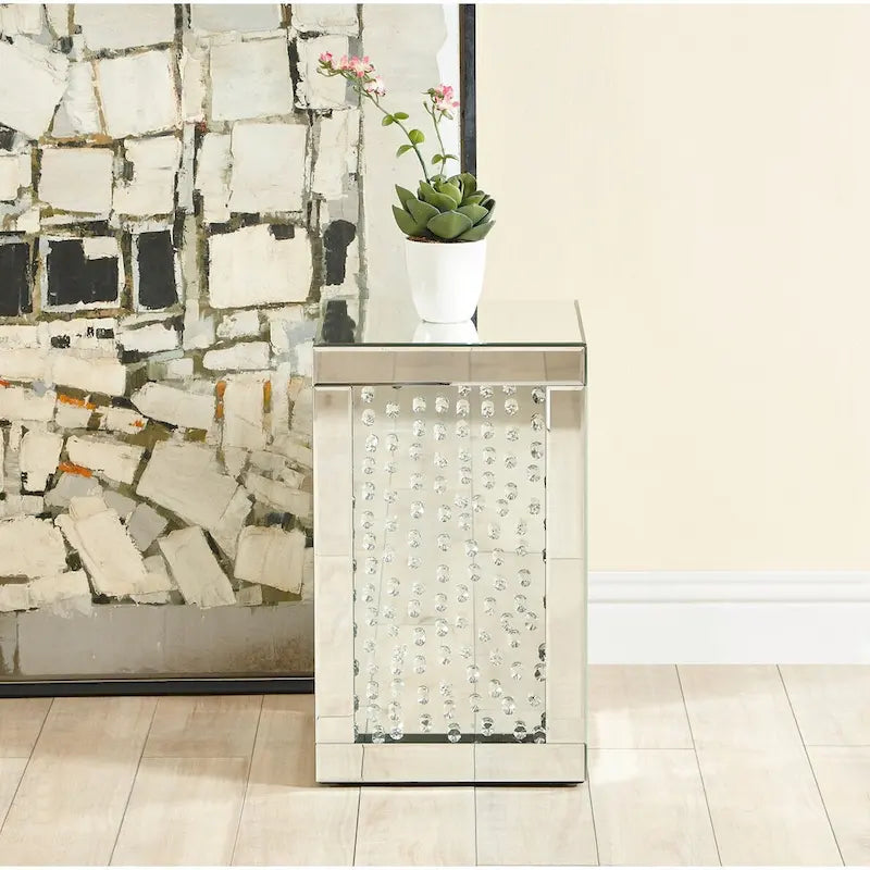Table d'appoint en cristal de 12 pouces avec finition miroir