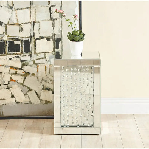 Table d'appoint en cristal de 12 pouces avec finition miroir