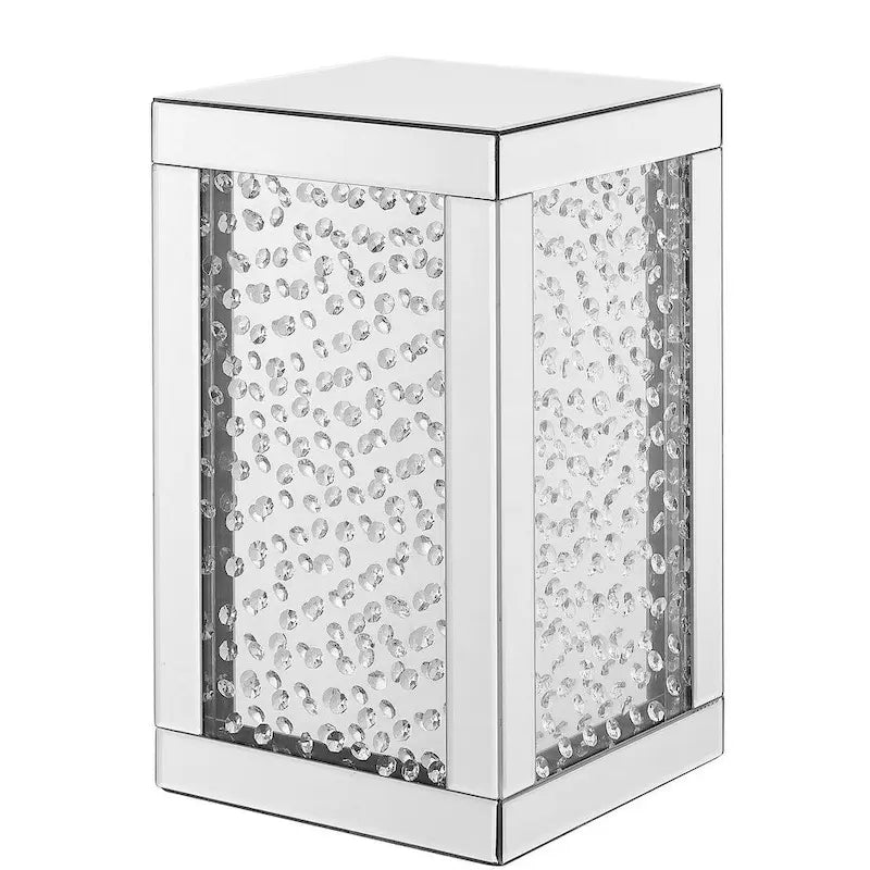 Table d'appoint en cristal de 12 pouces avec finition miroir