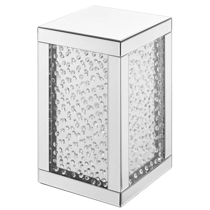 Table d'appoint en cristal de 12 pouces avec finition miroir