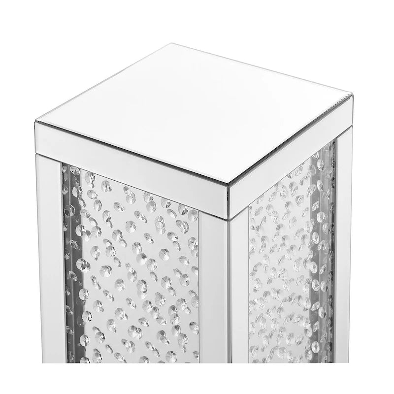 Table d'appoint en cristal de 12 pouces avec finition miroir