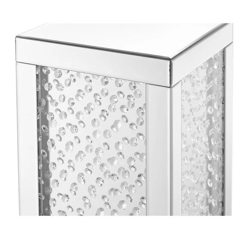 Table d'appoint en cristal de 12 pouces avec finition miroir